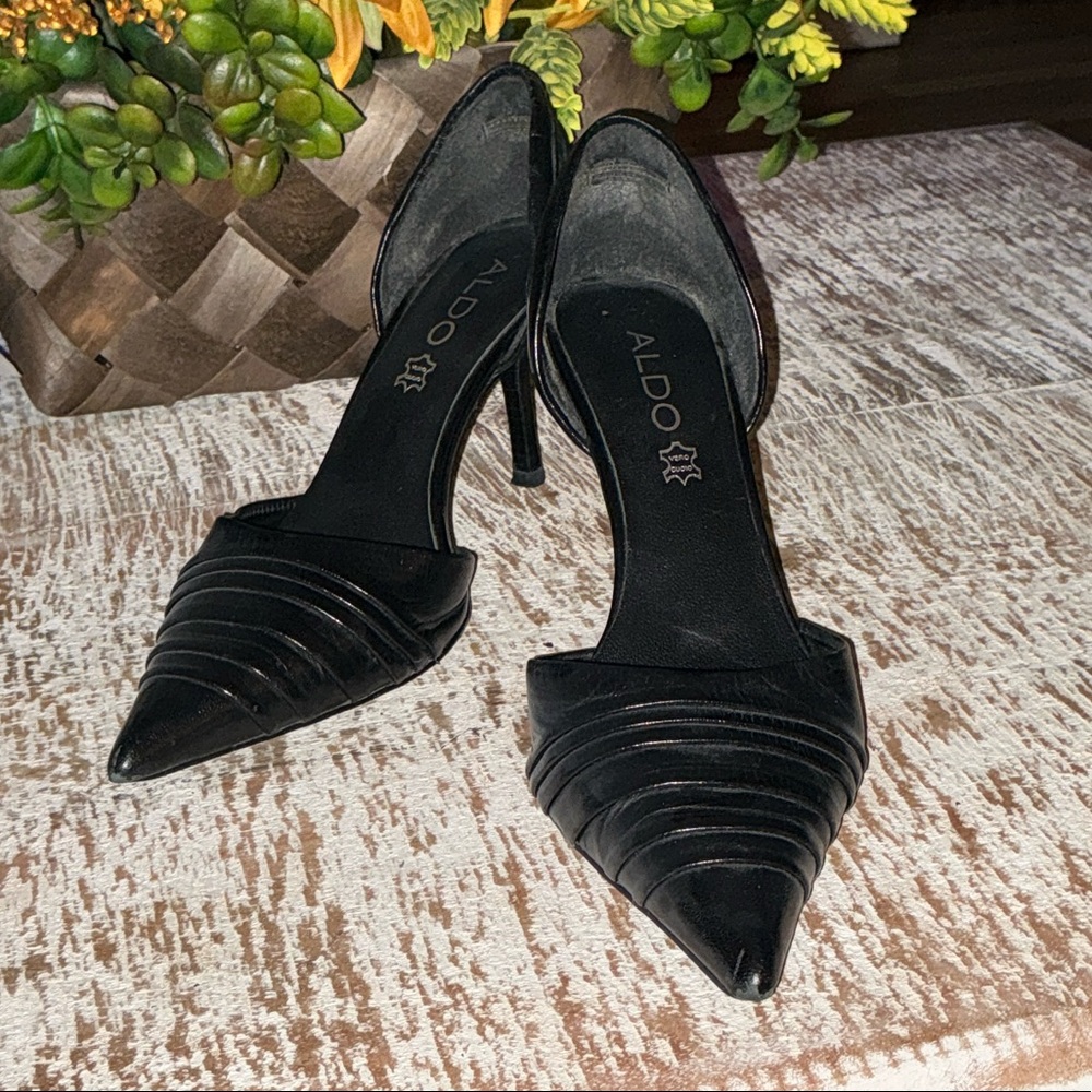 Aldo Sleek Black Pointed Heels